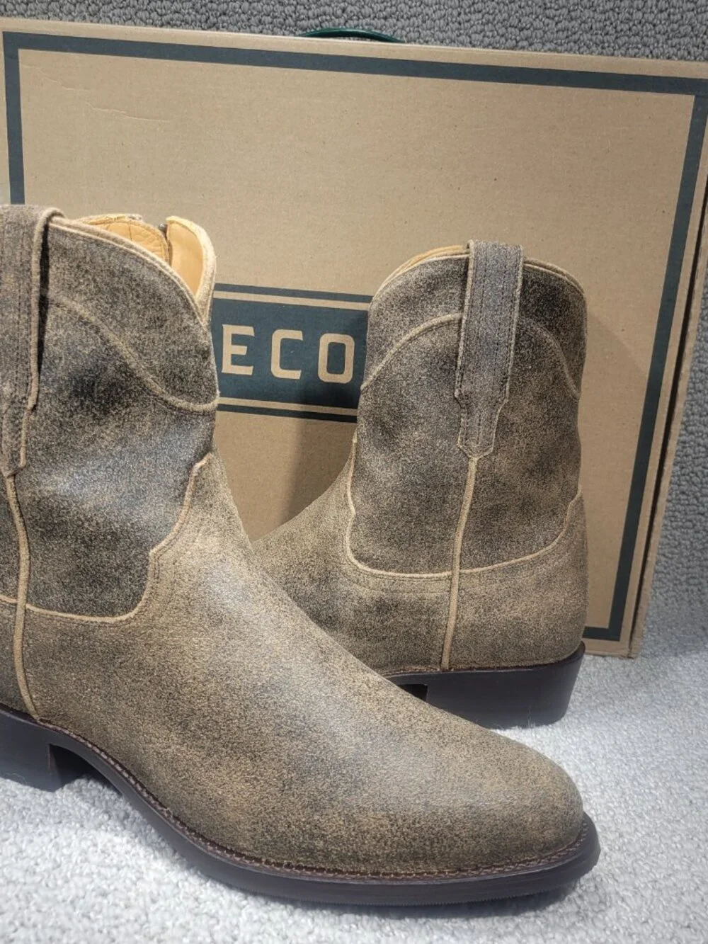 Tecovas The Dean Men's US Size 9 EE Granite Suede Western Zip Boots